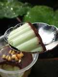 Puding matcha saus coklat