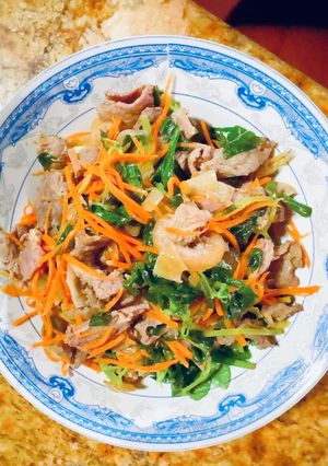 Hình của món Thịt heo rừng xào rau càng cua.