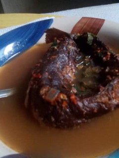 A picture of Native pepper soup.
