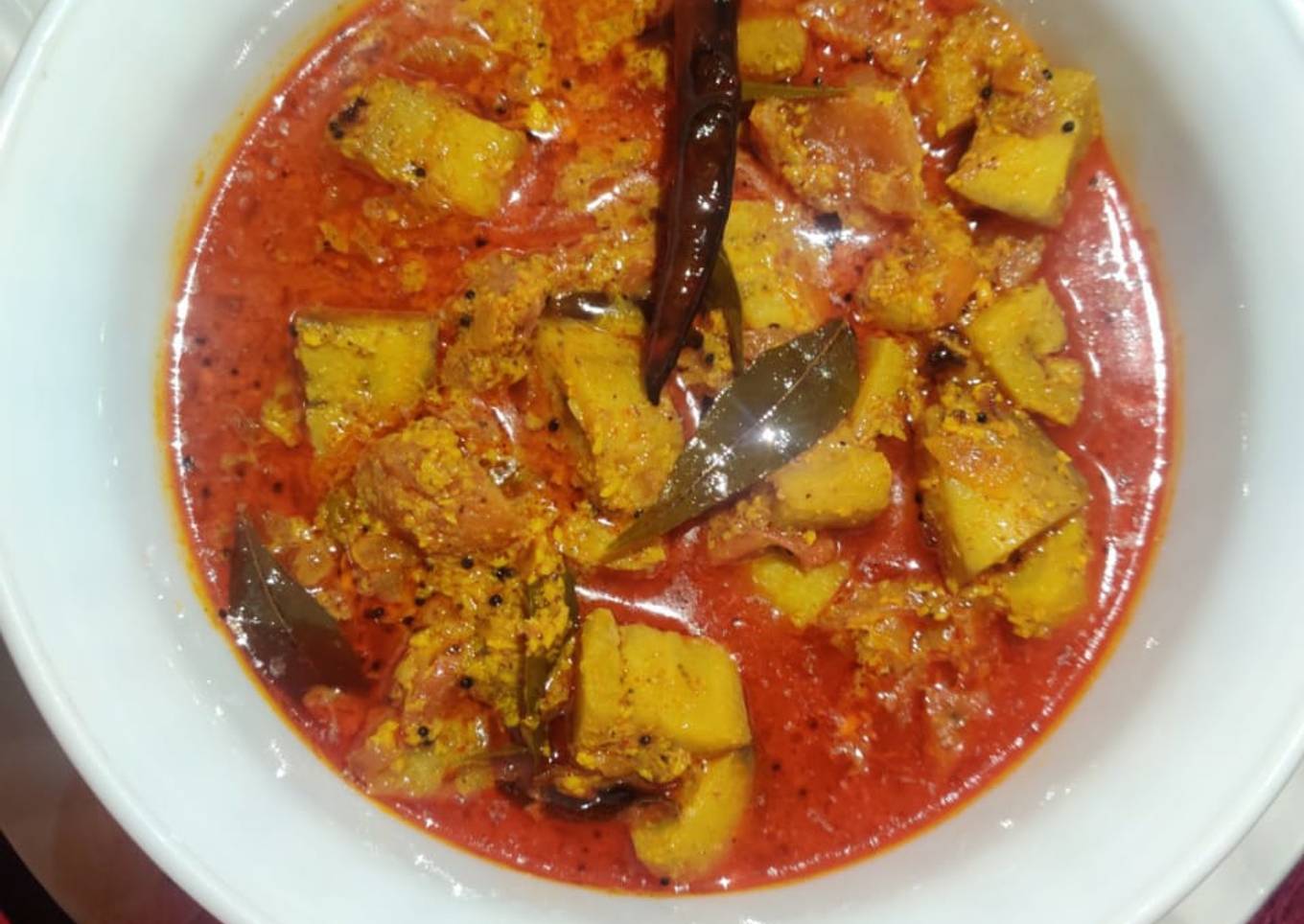 Kerala Style Raw Banana Curry.