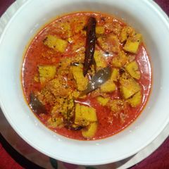 A picture of Kerala Style Raw Banana Curry.