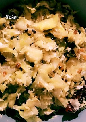 A picture of Cabbage Poriyal.