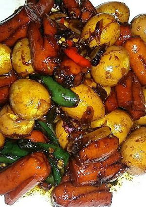 Foto resep Tumis sosis telur puyuh kecap cabe ijo