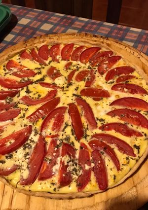 Una foto de Tarta caprese