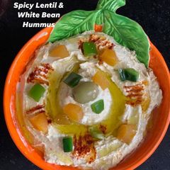 A picture of Jalapeño Apricot Spicy Yellow Lentil & White Bean Hummus { Medeterrian }.