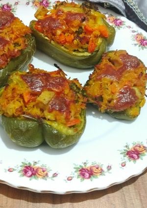 A picture of Cheesy Rice Capsicum.