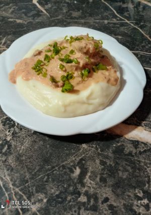 Una foto de Solomillo de cerdo a la crema con puré