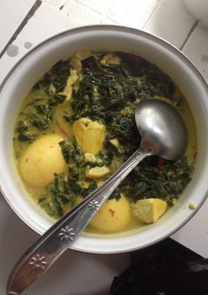 Foto resep Sayur daun singkong kuah kuning