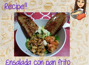 Una foto de Ensalada con pan frito