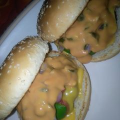 A picture of Mutton patty burger.