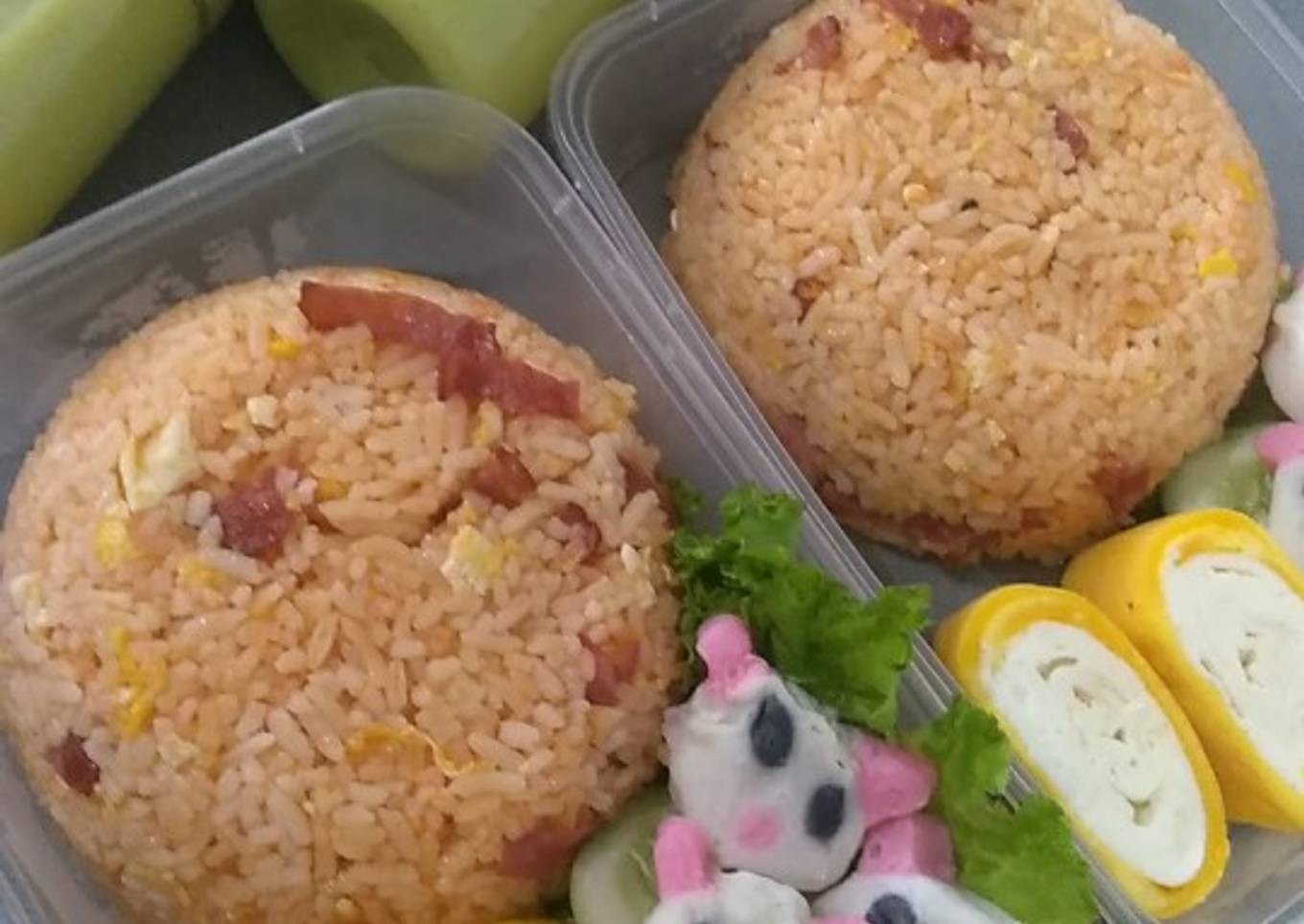 Nasi goreng surabaya with smoked beef