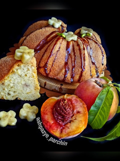 عکسی از دستور کیک موز و هلو با فر دستساز 🌸