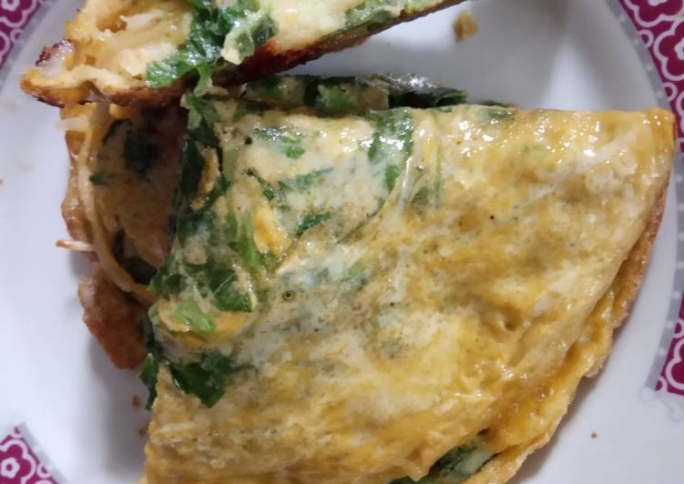 Cara Gampang Membuat 247) Cheesy Spinach Omelette Anti Gagal
