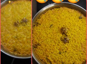 Una foto de Paella de bacalao simple pero espectacular