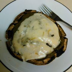 A picture of Portobello Mushroom and Alfredo.