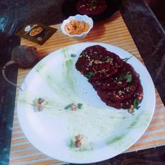 A picture of #PotatoBeetrootMiniPanCakes.