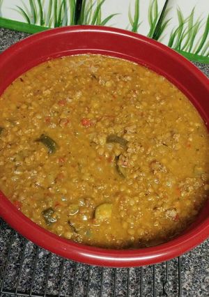 A picture of Lentil and Sausage Soup.