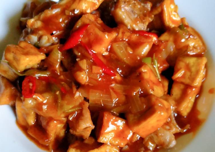 Resep Tahu Mix Ayam Saus Padang, Bikin Ngiler