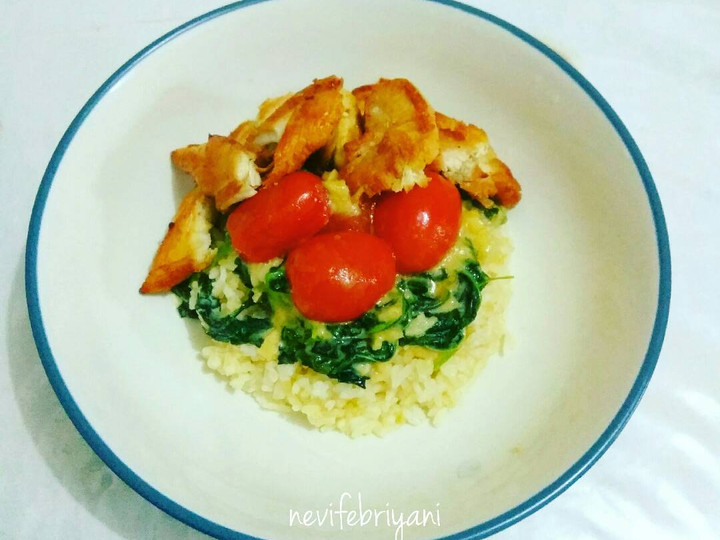 Resep Grilled Chicken with creamy spinach and rice Anti Gagal