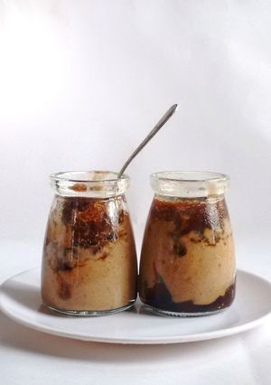 A picture of Banana Peanut Butter Nice Cream with Coffee Granita.