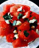 Healthy cool cool watermelon feta salad