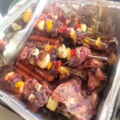 A picture of Not-so-Secret Marinated Pork Kabobs w/Pineapple and Peppers.