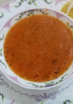 O poză a rețetei Supă - cremă din linte roşie cu orez și bulgur.