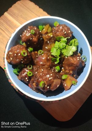 A picture of Veg Manchurian with Gravy.