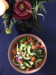 A picture of Cucumber Salad Asian Dressing.