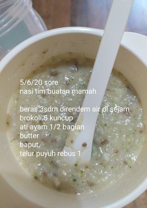 Foto resep Nasi tim ati telur puyuh brokoli 8+