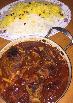 صورة لوصفة مرق الدجاج چلو مرغ