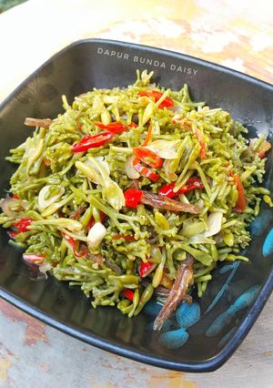 Foto resep Tumis Bunga Pepaya & Teri Anti Pahit