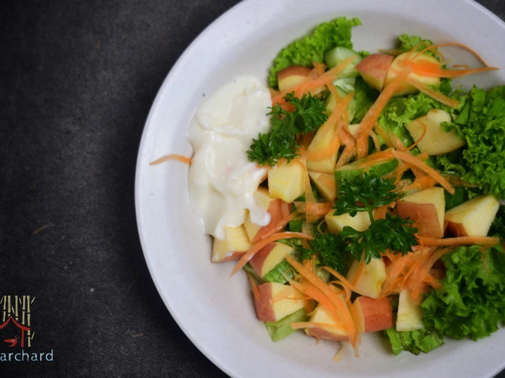 Langkah Gampang Membikin Resep Salad Sayur Buah Yogurt Mayo #SaladAction yang Lezat Sekali Anti Ribet, Uenak Banget