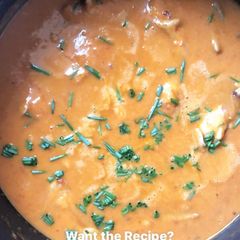 A picture of Pumpkin & peanut soup.