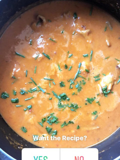 A picture of Pumpkin & peanut soup.