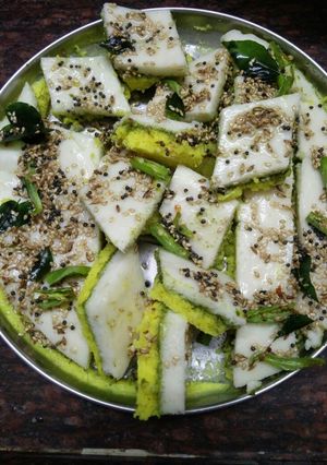 A picture of Double layered sandwich dhokla..