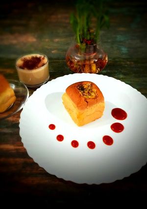 A picture of Bhaji stuffed baked cheesepav.
