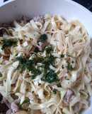 Pasta primavera con bondiola de cerdo