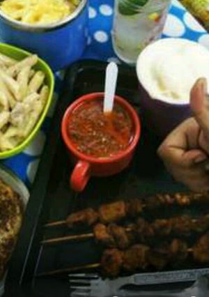 A picture of Chicken Satay With Tangy Peanut Sauce.