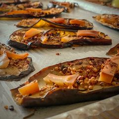 A picture of Crispy And Spicy Eggplant With Smoked Cheese.