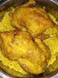 دجاجتين 🍗🍗كاملين بالرز بالكركم