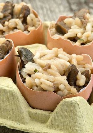 Una foto de Risotto ai funghi con caracoles helifrusa
