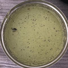 A picture of Coriander leaves coconut Chutney/ Green chutney.