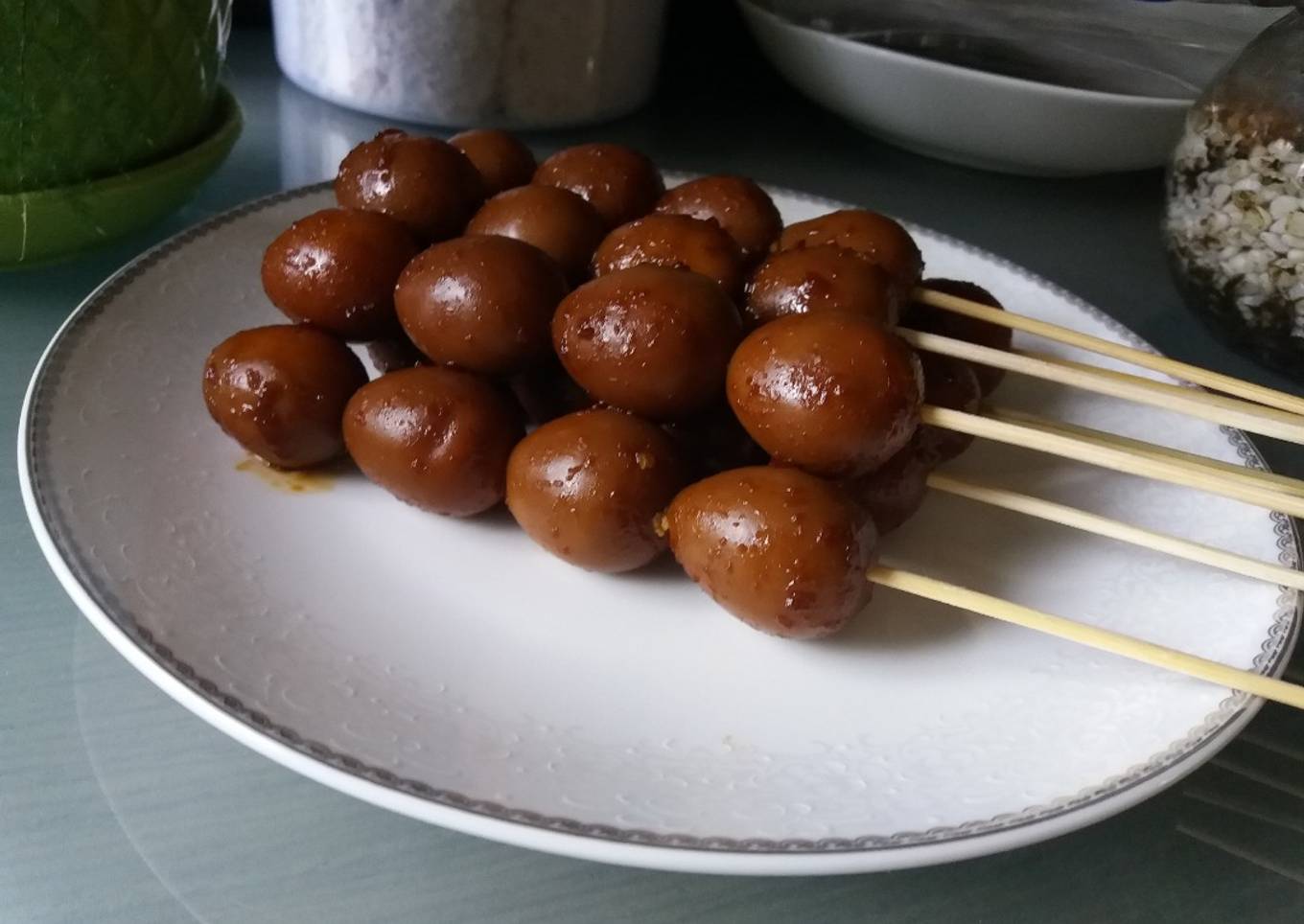 Sate Telur Puyuh Pedas Manis