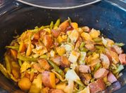 A picture of green beans and red potatoes