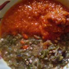 A picture of Stew and okra soup.