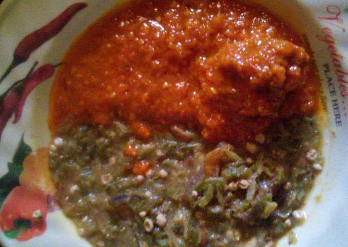 Stew and okra soup