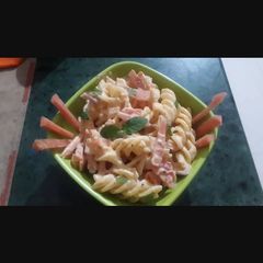 A picture of Thousand island dressing pasta salad.