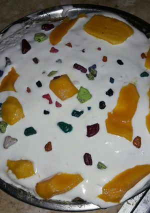صورة لوصفة كنافة بالمانجو و الكريمة والقشطة 😊😍