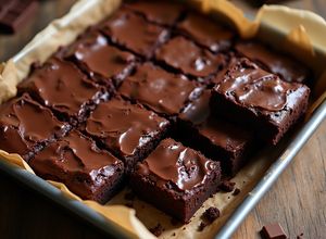 Una foto de Brownies suaves con capa de chocolate derretido